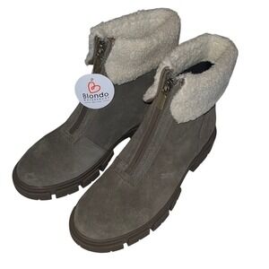 NWT Women's Brown‎ Blondo Plaka Waterproof Suede Leather Boots Sz 8 Fleece Cuffs